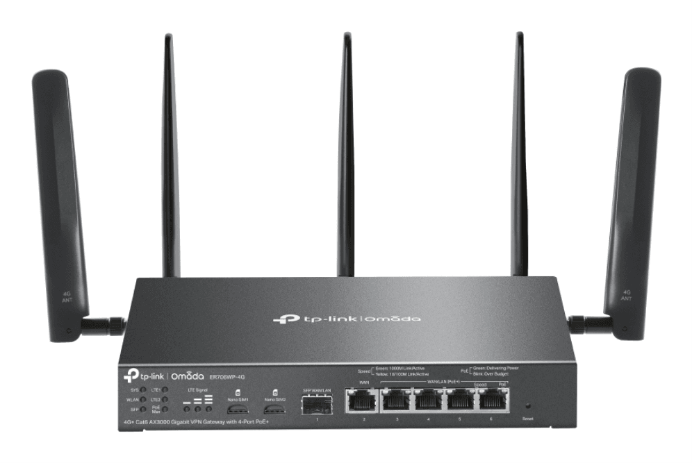 TP-Link ER706WP-4G router inalámbrico Gigabit Ethernet Doble banda (2,4 GHz / 5 GHz) Negro
