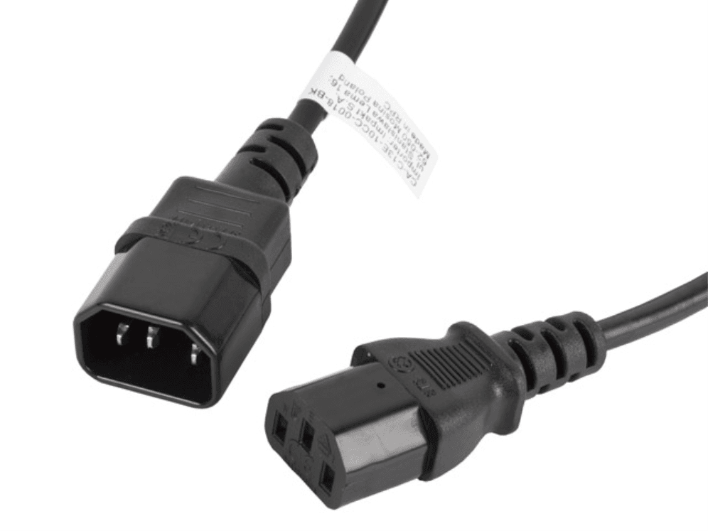 Lanberg CA-C13E-10CC-0018-BK cable de transmisión Negro 1,8 m C13 acoplador C14 acoplador