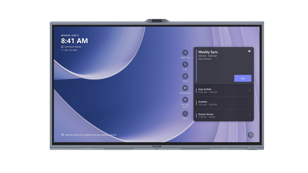 MAXHUB V865T pantalla para sala de reuniones 2,18 m (86") 3840 x 2160 Pixeles VA Wi-Fi 6 (802.11ax) Negro Bluetooth