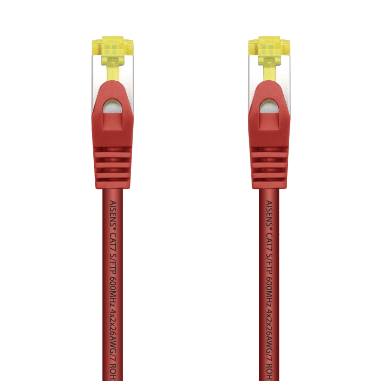 AISENS Cable De Red Latiguillo RJ45 LSZH Cat.7 600 MHz S/FTP PIMF AWG26, Rojo, 2.0 m