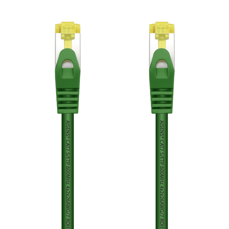 AISENS Cable De Red Latiguillo RJ45 LSZH Cat.7 600 MHz S/FTP PIMF AWG26, Verde, 2.0 m