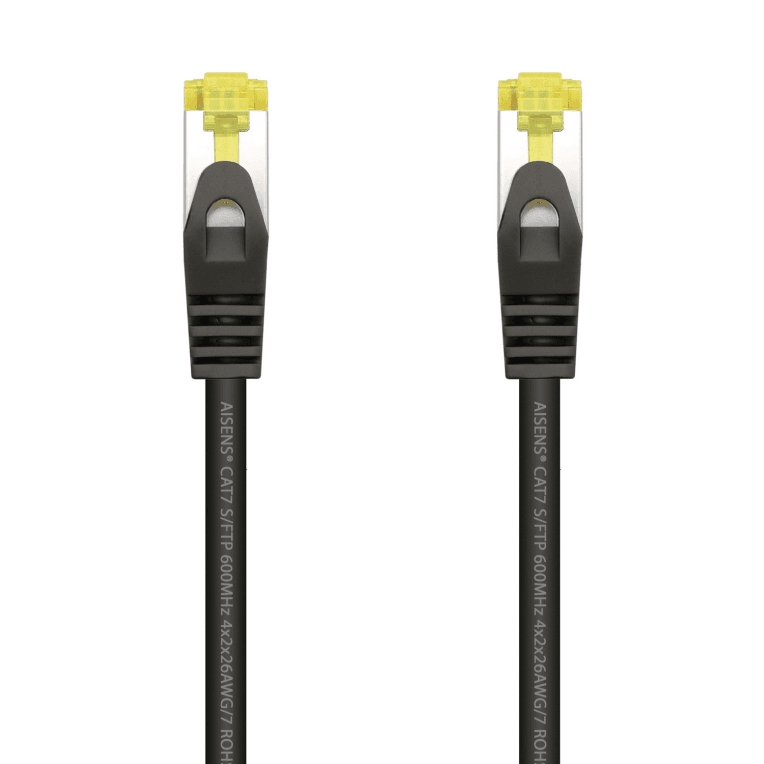 AISENS Cable De Red Latiguillo RJ45 LSZH Cat.7 600 MHz S/FTP PIMF AWG26, Negro, 2.0 m