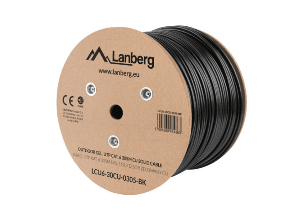 Lanberg LCU6-30CU-0305-BK cable de red Negro 305 m Cat6 U/UTP (UTP)