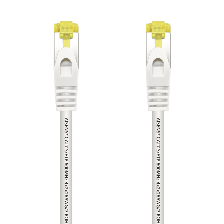 AISENS Cable De Red Latiguillo RJ45 LSZH Cat.7 600 MHz S/FTP PIMF AWG26, Blanco, 2.0 m