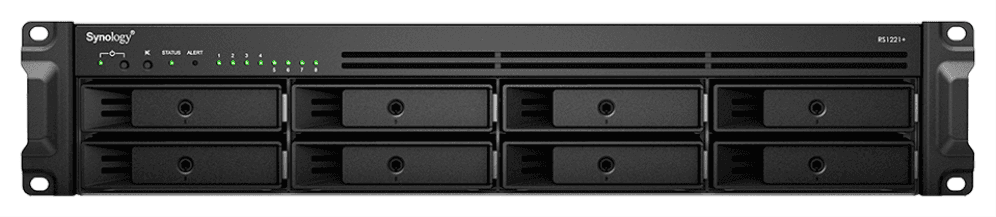 Synology RackStation RS1221+ servidor de almacenamiento NAS Bastidor (2U) Ryzen Embedded V1500B 4 GB DDR4 0 TB DiskStation Manager Negro