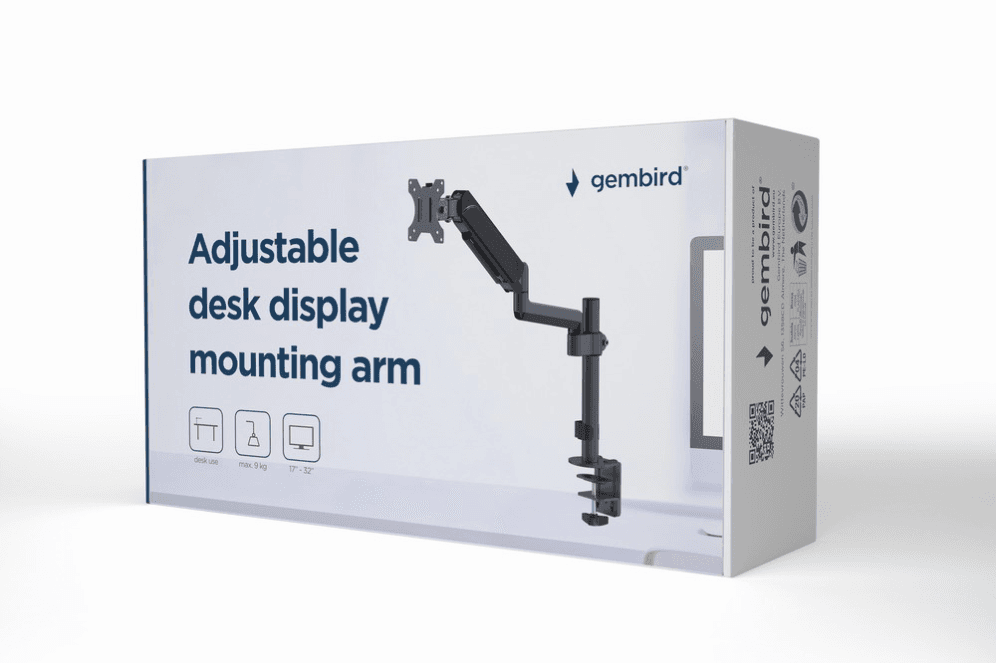 Gembird MA-DA1P-01 soporte para monitor 81,3 cm (32") Escritorio Negro