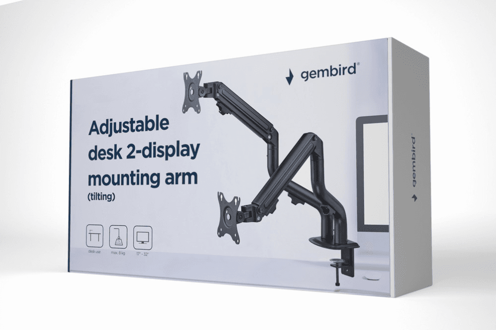 Gembird MA-DA2-02 soporte para monitor 81,3 cm (32") Escritorio Negro