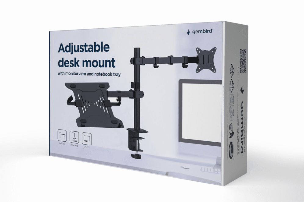 Gembird MA-DA-03 soporte para monitor 81,3 cm (32") Escritorio Negro
