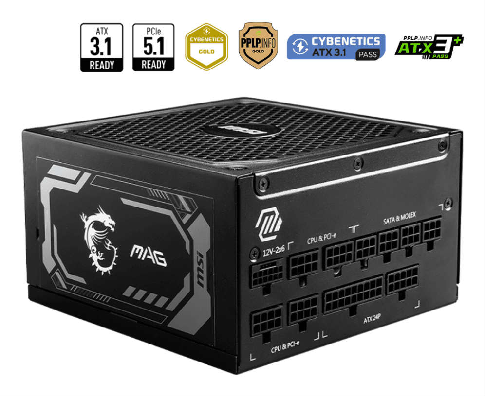 MSI MAG A1250GL PCIE5 unidad de fuente de alimentación 1250 W 24-pin ATX ATX Negro