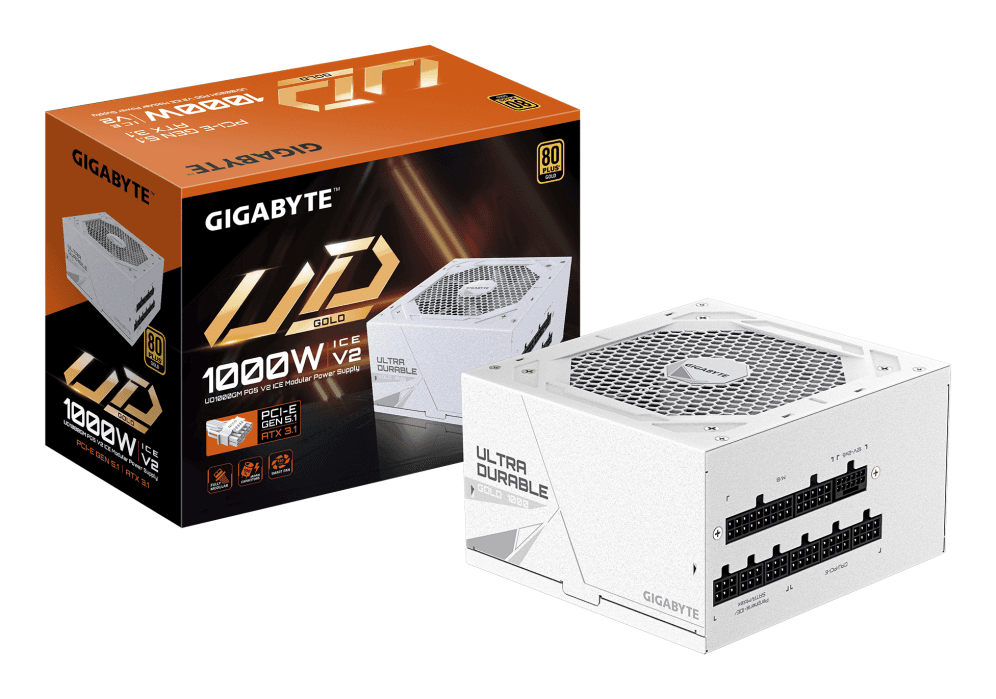 GIGABYTE UD1000GM PG5 V2 ICE unidad de fuente de alimentación 1000 W 20+4 pin ATX Blanco
