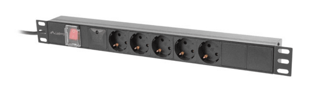 Lanberg PDU-05F-0200-BK unidad de distribución de energía (PDU) 5 salidas AC 1U Negro