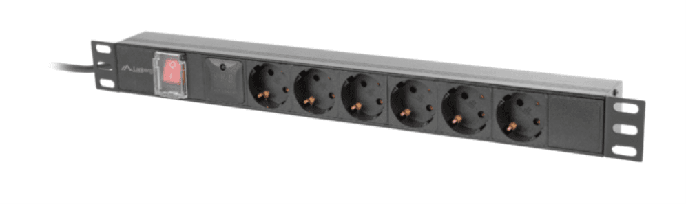 Lanberg PDU-06F-0200-BK unidad de distribución de energía (PDU) 6 salidas AC 1U Negro
