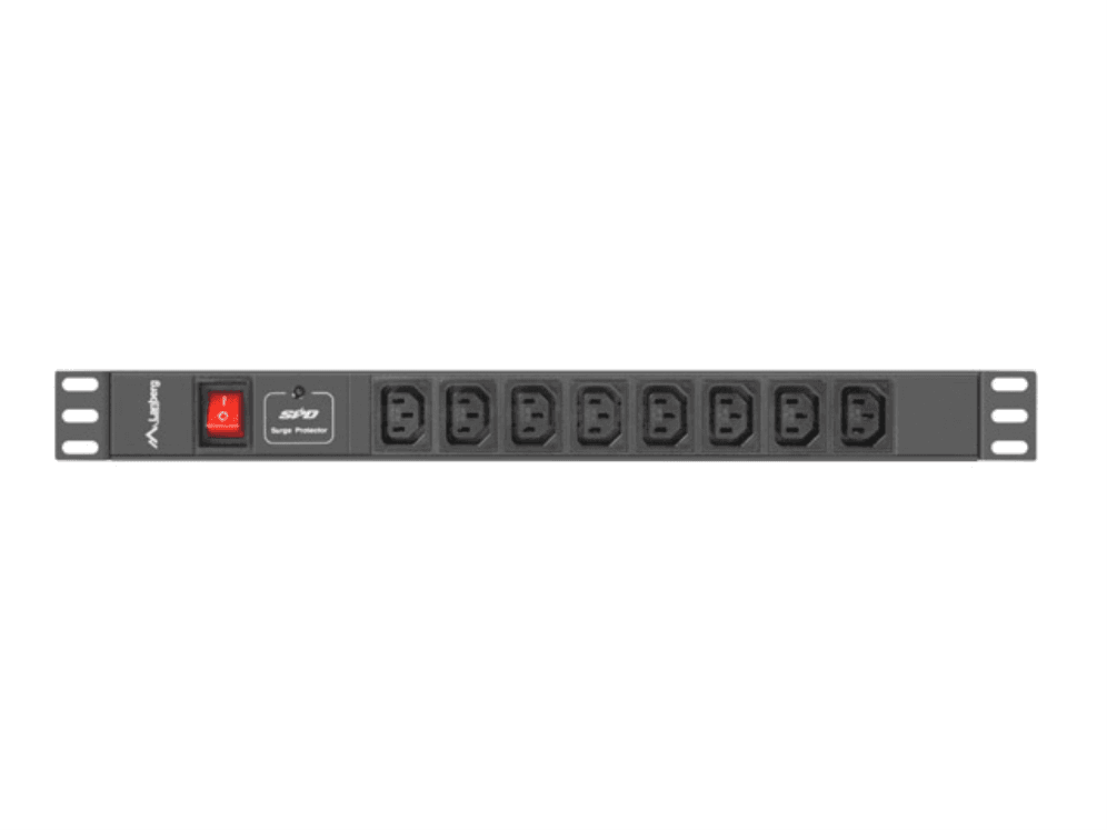 Lanberg PDU-08I-0200-C20-BK unidad de distribución de energía (PDU) 8 salidas AC 1U Negro